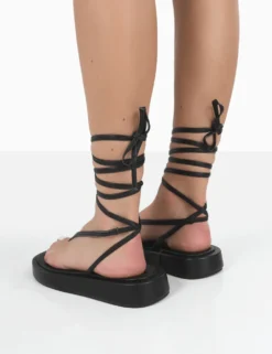 PUBLIC DESIRE - BEACH BABE BLACK LACE UP TOE THONG -Summer Shoe Store Untitleddesign 2022 09 05T095133.445