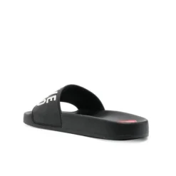 LOVE MOSCHINO LOGO-EMBOSSED BLACK SLIDE -Summer Shoe Store blkslide3